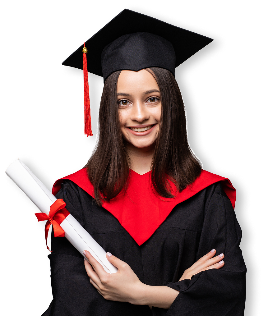 Graduate student holding diploma